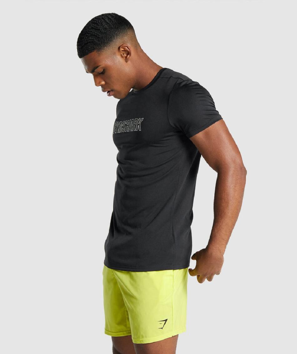 T Shirts Gymshark Arrival Estampadas Hombre Negras | CO 3418NWY